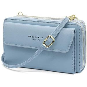 HNOOM Schoudertas voor mobiele telefoon, voor dames, om om te hangen, voor mobiele telefoon, schoudertas, portemonnee, kleine crossbody tas, met kaartvakken, schouderriem, blauw, Large