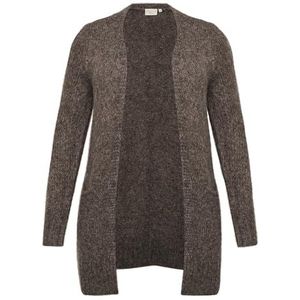 Kaffe Curve Plus-Size Dames Open Vest Lange Mouwen Regular Fit Zakken Dames, Java Melange, M grote maten