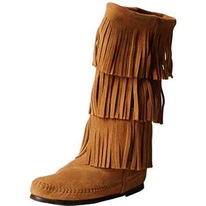 Minnetonka Unisex-Kind 3 Laags Fringe Laarzen, Beige Taupe, 37 EU