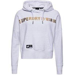 Superdry Dames Corp Logo Foil Crop Hood Hooded Sweatshirt