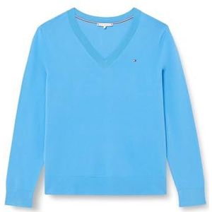 Tommy Hilfiger Dames CRV CO Jersey Stitch V-NK SWT Truien, iconisch blauw, 50, Iconisch Blauw