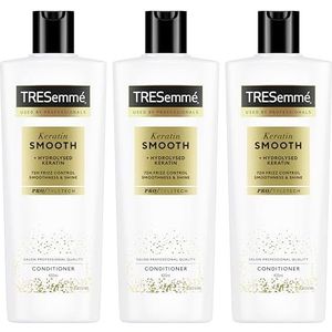 Tresemme Conditioner Keratin Smooth 72 uur pluiscontrole*, gladheid en glans professionele haarverzorging met gehydrolyseerde keratine 400 ml 3 stuks