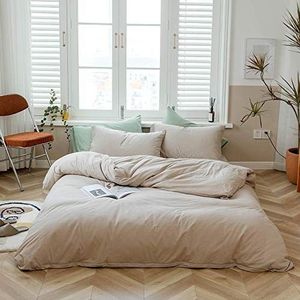 AMWAN Dekbedovertrek, kingsize, taupe, kaki, abrikoos, jersey-gebreid katoen, eenvoudige stijl, beige, lichtbruin, 1 dekbedovertrek in queensize maat