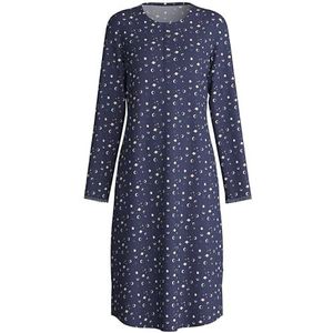 CALIDA - Flower Nights - Nachthemd - Peacoat Blue - Lange Mouw - Knoopsluiting - Ronde Hals-Uitsnijding