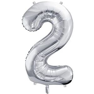 DaLoKu Luchtballon cijfer 86cm XXL folieballon verjaardag leeftijd oudejaarsavond decoratie party, kleur: getal 2 - zilver