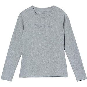 Pepe Jeans Hana pailletten M/L T-shirt voor meisjes, Grijs (Chinees Grijs), 8 Jaren