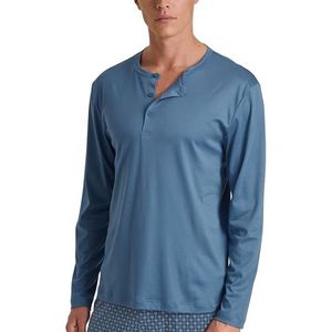 CALIDA RMX Sleep shirt met lange mouwen voor heren, temperatuurregulerend en ademend, superlichte en extra fijne kwaliteit, Coronet Blue, 46/48 NL