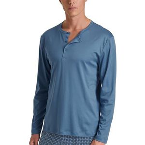 CALIDA RMX Sleep shirt met lange mouwen voor heren, temperatuurregulerend en ademend, superlichte en extra fijne kwaliteit, Coronet Blue, 46/48 NL