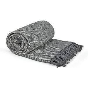 Emma Barclay Visgraat - Gerecycled katoenen worp in zilver - 70x100 (178x254cm)
