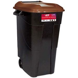 Tayg EcoTayg afvalbak 120 liter met zwarte bodem en bruin deksel