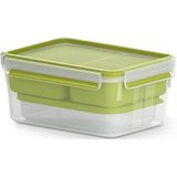 TEFAL N1071610 Clip & Go/Masterseal To Go XL Lunchbox Groen 1,6 L Vrij Van BPA Houdt Voedsel Vers 100% Lekvrij Micro- & Machine Vaatbestendig