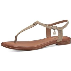 s.Oliver Vegan Teenslippers voor dames met verstelbare riempjes, Goud champagne, 41 EU