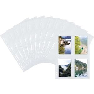 HERMA 7583 Fotophan fotozichthoezen wit (9 x 13 cm hoog, 10 hoesjes, folie) met labels en euro-perforatie voor mappen en ringboeken, aan beide zijden bruikbare fotohoezen