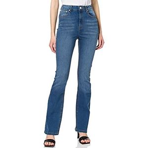 NA-KD Skinny Bootcut Jeans voor dames, Mid Blauw, 36 NL