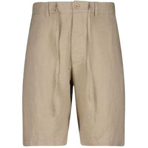 Gantvoor mannen. 205073 Relaxed Fit linnen short met verstelbaar trekkoord beige (XS), Casual, Vlas