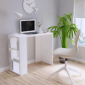 Homemania Roze met kantoorplanken, studio, wit, hout, 90 x 40 x 75 cm, spaanplaat RSBYZ01