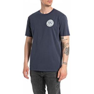 Replay Heren T-shirt met korte mouwen van katoen, Blue Denim 277, XL