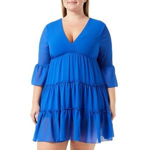 NALLY Dames mini-jurk met ruches 19227011-NA02, koningsblauw, XL, koningsblauw, XL