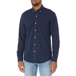 Amazon Essentials Slim-fit lange mouwen Solid Pocket Oxford Shirt Knop, Navy, S