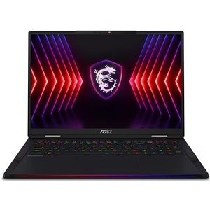 MSI Raider 18 HX A14VIG-058FR Intel® Core™ i9 i9-14900HX Laptop 45,7 cm (18") UHD+ 64 GB DDR5-SDRAM 2 TB SSD NVIDIA GeForce RTX 4090 Wi-Fi 7 (802.11be) Windows 11 Pro Zwart