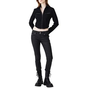 LTB Jeans Dames Molly M - Slim Fit met gemiddelde taille en ritssluiting in zwart van katoenmix - Maat W29L28, Black Coated Wash 2835, 29W x 28L