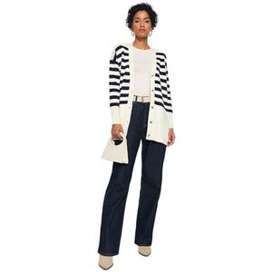 Trendyol Dames GESTREFT Lange Mouwen Ontspannen Hijab Cardigan, stone, L