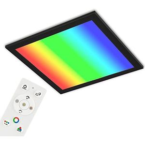 Briloner 7151-015 - Ultravlakke plafondlamp RGB, plafondlamp CCT, LED-paneel, instelbare kleurtemperatuur, kleurverandering, dimbaar, afstandsbediening, zwart