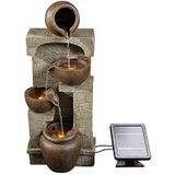 Teamson Home Buiten Tuin Water Fontein - Waterornament - Zonne-Energie - 4 Lagen Pot Ontwerp - Waterval - Tuindecoratie - Binnen & Buiten - Met Pomp - 31 x 26.2 x 72.4 (cm)