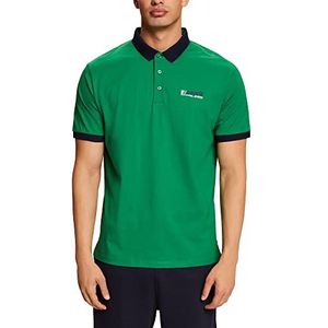 edc by ESPRIT Poloshirt van katoenen jersey met logo-print, emerald green, M