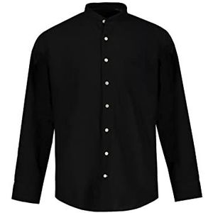JP 1880 Heren grote maten Menswear L-8XL linnen mix, lange mouwen, opstaande kraag, modern fit 790394, zwart, 3XL