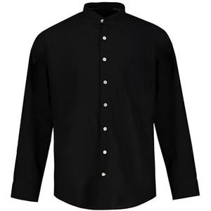 JP 1880 Heren grote maten Menswear L-8XL linnen mix, lange mouwen, opstaande kraag, modern fit 790394, zwart, 3XL