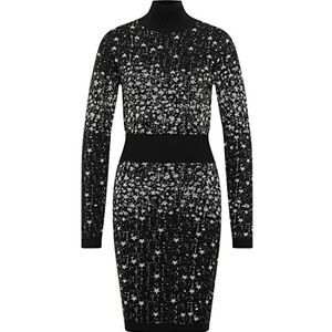 myMo at night Dames 1119493 casual jurk, zwart zilver, XL-XXL