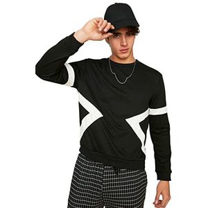 Trendyol Heren Black Male Regular Fit Sweatshirt, XL
