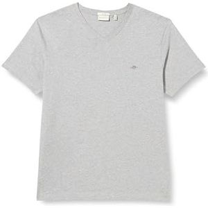 GANT Heren slim shield v-hals T-shirt, grijs melange, standaard, gemengd grijs, S