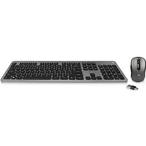 Ewent QWERTY, draadloos toetsenbord en muis, Italiaanse lay-out voor pc/laptop/notebook, Mac/Windows, stille toetsen, 13 functietoetsen, unieke USB-A en USB-C, zwart