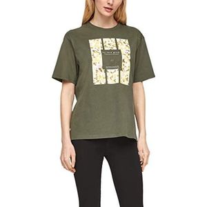 s.Oliver T-shirt voor dames, Kaki Placed Artwo, L