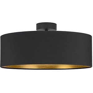 Sotto Luce Akai glamour plafondlamp - antraciet/gouden stof - zwarte voet - 1 x E27 lamphouder - Ø 45 cm