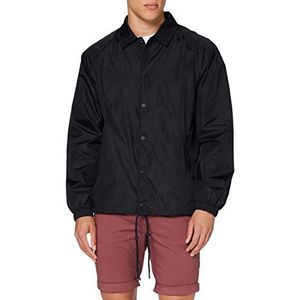 Build Your Brand Herenjas met drukknoopsluiting en kraag Coach Jacket, windbreaker voor mannen verkrijgbaar in vele kleuren, maten XS - 5XL, zwart, 5XL