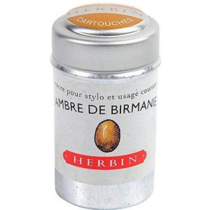 J. Herbin La Perle des Encres inktpatronen voor vulpen, 6 stuks Ambre De Birmani