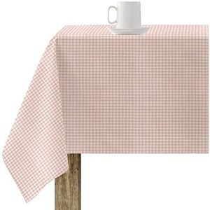 Belum tafelkleed, harscoating, vuilafstotend, 50-11, geruit, vichy-formaat, 200 x 155 cm, vlekafstotend tafelkleed, Vichy-roze, stof van 100% biologisch katoen