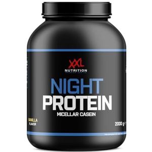 XXL Nutrition - Night Protein - CaseÃ¯ne Eiwitpoeder, ProteÃ¯ne poeder, Eiwitshake, Proteine Shake - Vanille - 2000 gram