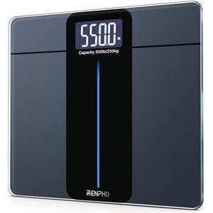 RENPHO Weegschaal voor lichaamsgewicht 550 kg, digitale badkamerweegschaal met groot led-display, weegschaal met extra hoge capaciteit, weegmachine met groot platform, meest nauwkeurig tot 0,0 kg, 33
