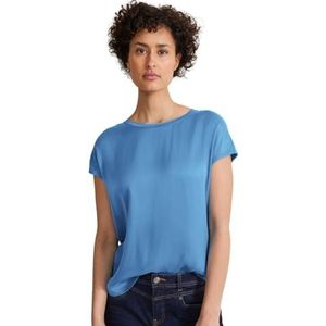 Street One Dames Mat-Mix W.Ronde Bottom Shirt, Light Spring Blue, 44