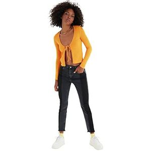 Trendyol Black Color Blocked High Waist Slim Fit Jeans voor dames, zwart., 30 NL