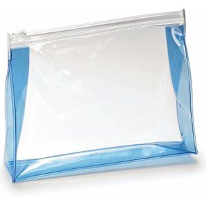 eBuyGB Pack van 10 Unisex transparante toilettas cosmetische tas voor reizen, blauwe rand