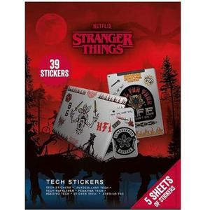 Stranger Things Tech Stickers, Set van 39 stickers voor laptops, mobiele telefoons en tablets (Upside Down Battle Design) - Officiële merchandise