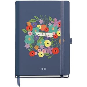 Miquelrius - Jaarkalender 2023 - dag pagina - plus grootte 155 x 213 mm (ca. A5) - harde kaft - genaaid - Spaans, Engels en Portugees - bloemen