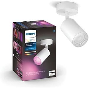 Philips Hue Fugato Opbouwspot 1-Lichts - Wit en Gekleurd Licht - Duurzame LED Verlichting - Dimbaar - Verbind met Bluetooth of Hue Bridge - Werkt met Alexa en Google Home - Wit