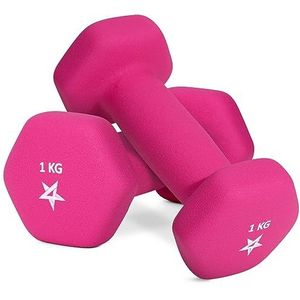 Yes4All Neopreen Dumbbell Pair 1KG Hand Gewicht Krachttraining voor Thuis Gym Fitness - 1KG Roze
