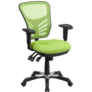 Flash Furniture Nicholas Mid-Back Draaibare Kantoor- en Gamingstoel, Ergonomische Mesh Bureaustoel met Verstelbare Lumbale Ondersteuning en Hoogte, Groen